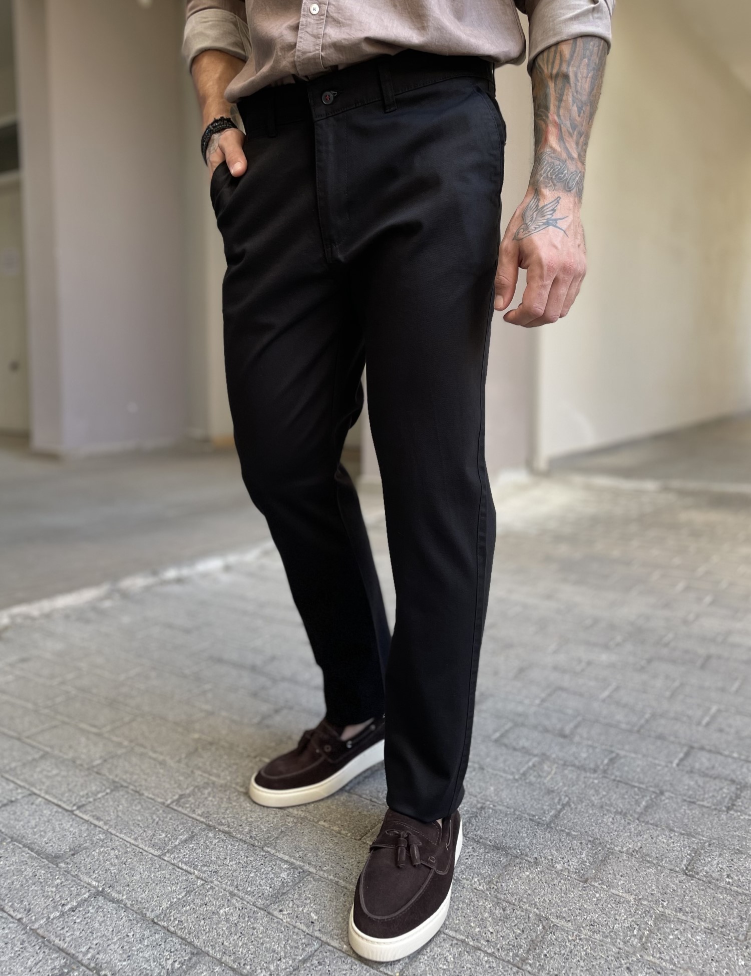 Dynamo ανδρικό μαύρο παντελόνι υφασμάτινο Chinos D1316 φωτογραφία